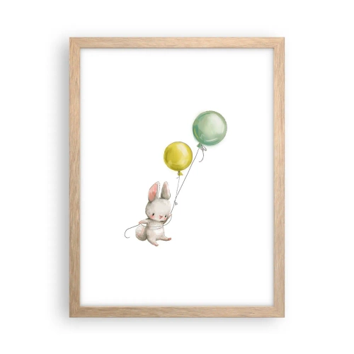 Plagát v ráme zo svetlého duba - Poletím aj ja! - 30x40 cm