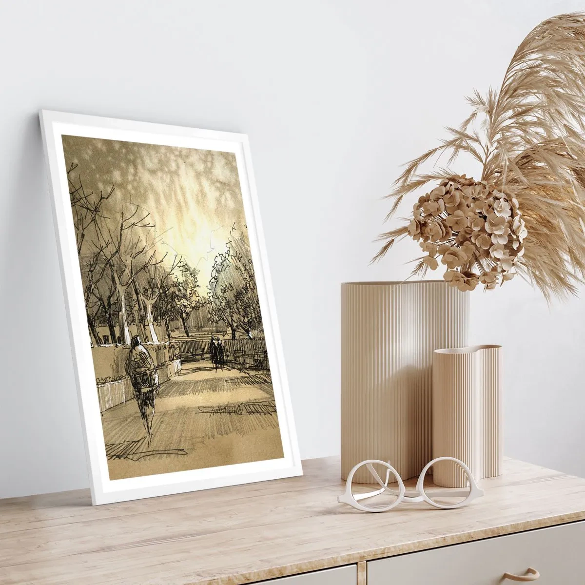 Plagát v bielom ráme - Pierkom zastavený okamih - 70x100 cm