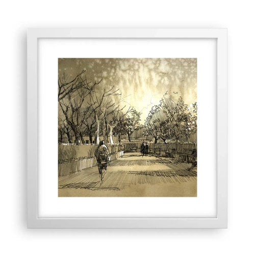 Plagát v bielom ráme - Pierkom zastavený okamih - 30x30 cm