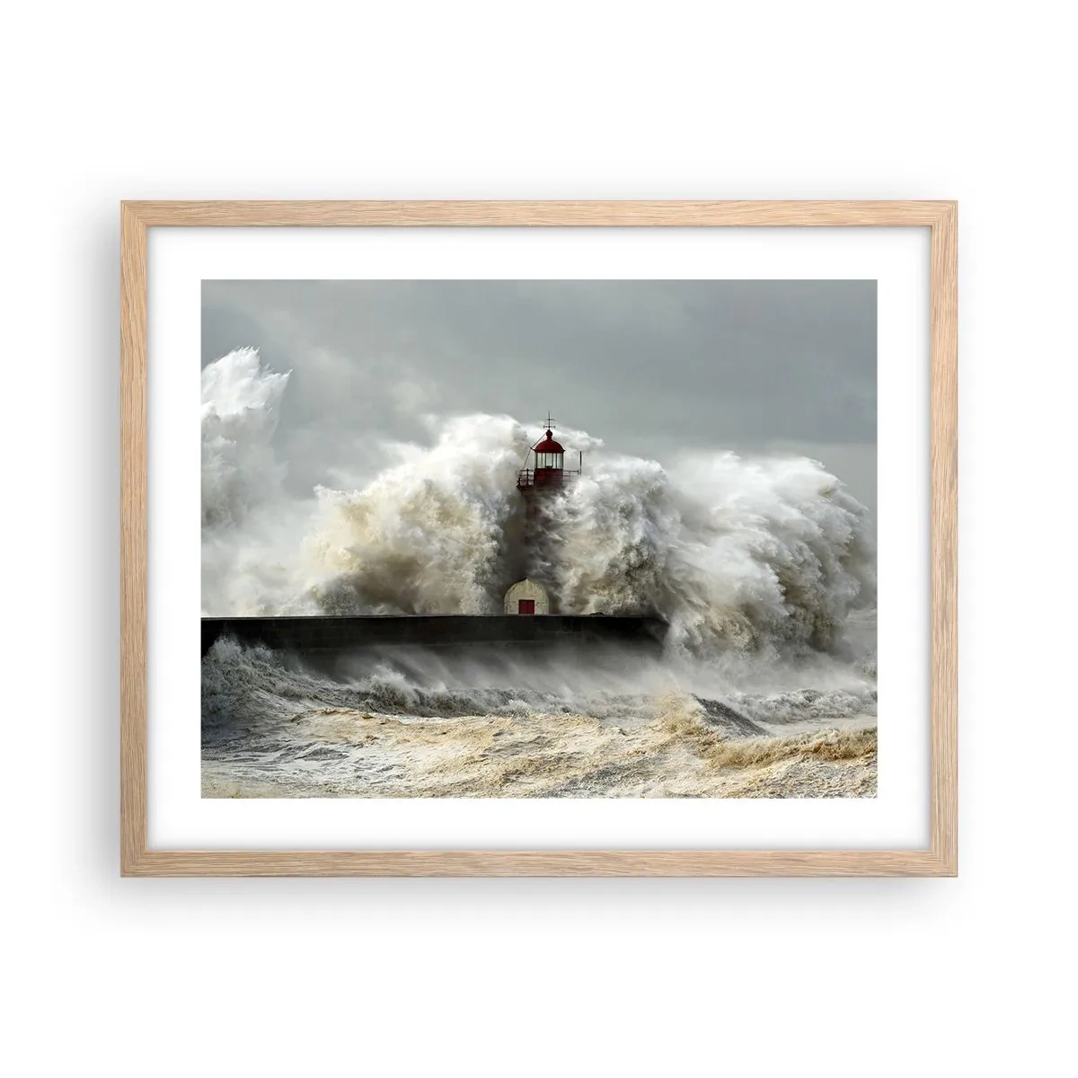 Plagát v ráme zo svetlého duba - Hnev oceánu - 50x40 cm