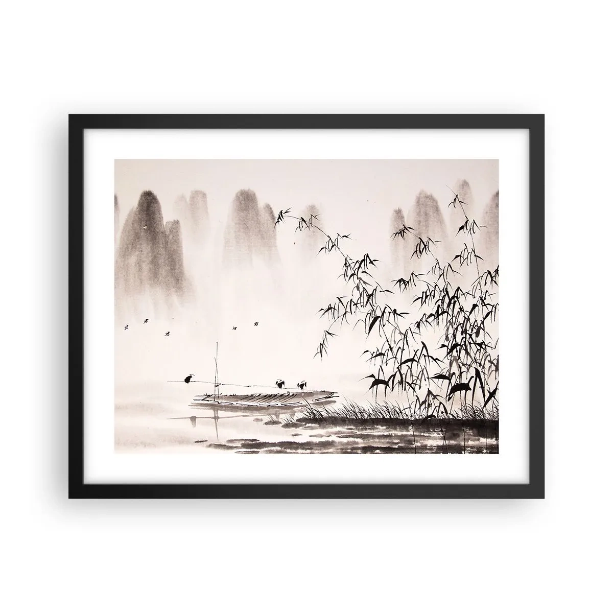 Plagát v čiernom ráme - Pokoj ryžových polí - 50x40 cm