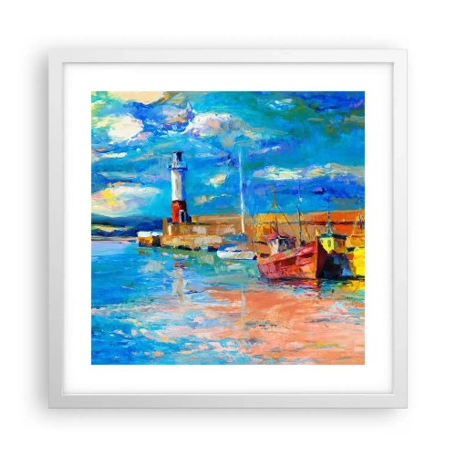 Plagát v bielom ráme - Popoludní v dúhovom zálive - 40x40 cm