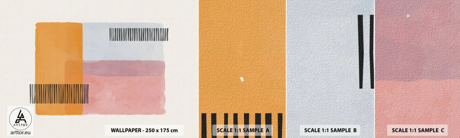 Vzorka samolepiacej fototapety Deluxe Sticker - Z rohu do rohu - Abstrakcia, Kus, Minimalizmus - 100x30 cm