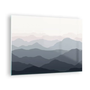 Obraz na skle - Jemné vrstvy hôr v pastelových odtieňoch - 70x50cm - Vlny hôr - Moderná nástenná dekorácia do obývacej izby a spálne ARTTOR