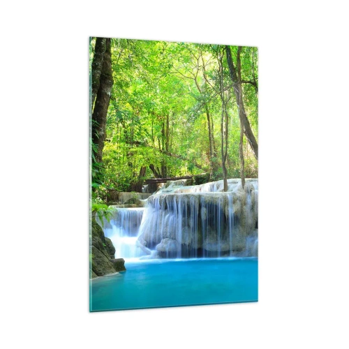 Obraz na skle - Utopiť v tyrkyse a zeleni - 80x120 cm