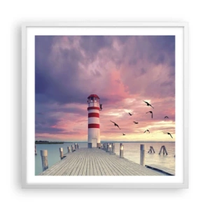 Plagát v bielom ráme - Čas ísť do prístavu - 60x60 cm