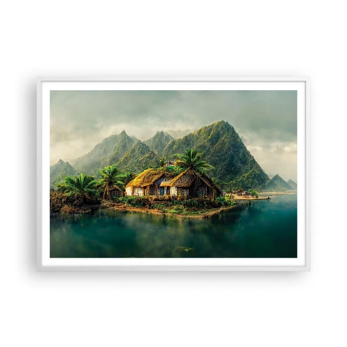 Plagát v bielom ráme - Tropický raj - 100x70 cm