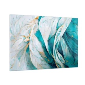 Obraz na skle - Modrá abstrakcia so zlatým motívom - 100x70 cm