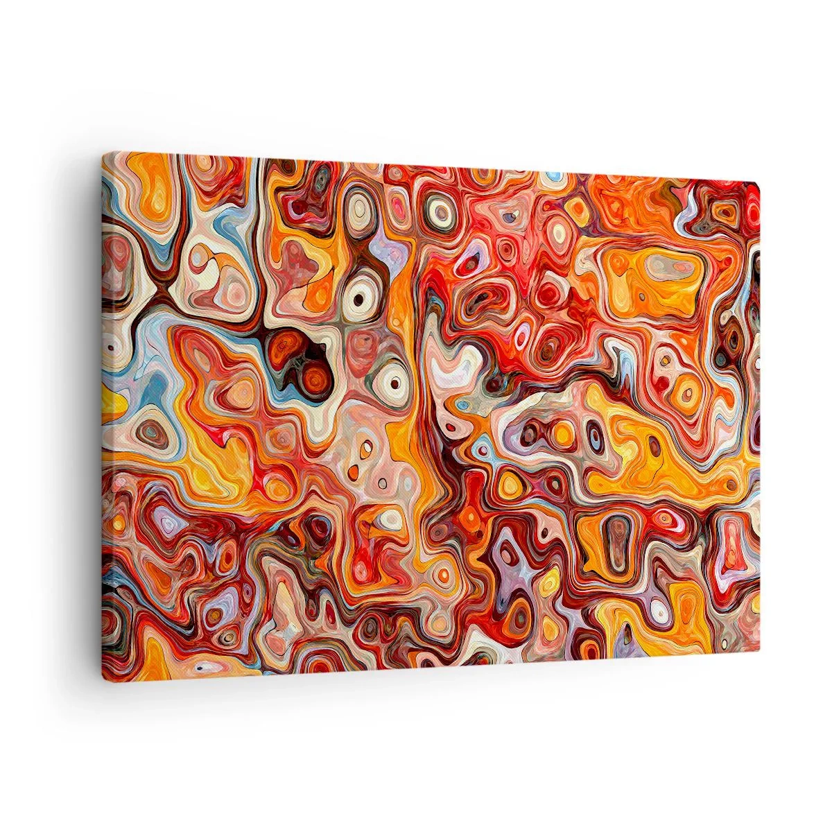 Obraz na plátne - Abstraktná kompozícia v teplých odtieňoch červenej, oranžovej a žltej. - 70x50cm - Keby sa orechy rozpúšťali v mede - Moderná nástenná dekorácia do obývacej izby a spálne ARTTOR