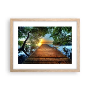 Plagát v ráme zo svetlého duba - Neponáhľaj sa, posaď sa - 40x30 cm