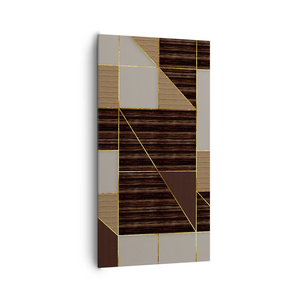 Obraz na plátne - Mozaika hnedej a zlatej - 65x120 cm