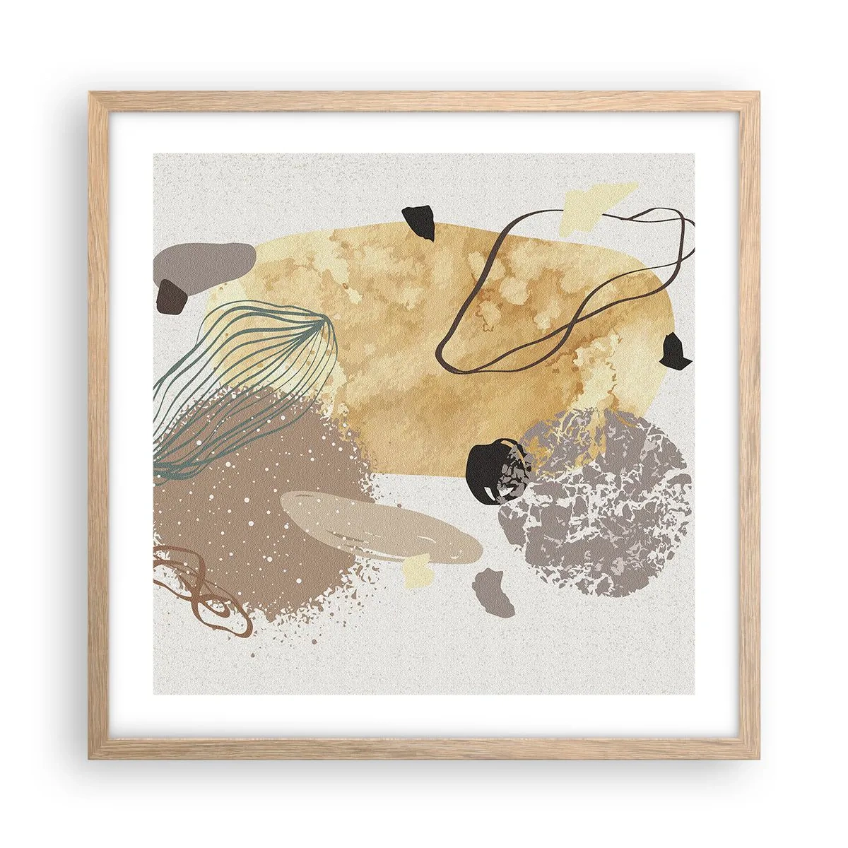 Plagát v ráme zo svetlého duba - Abstraktná slivka - 50x50 cm
