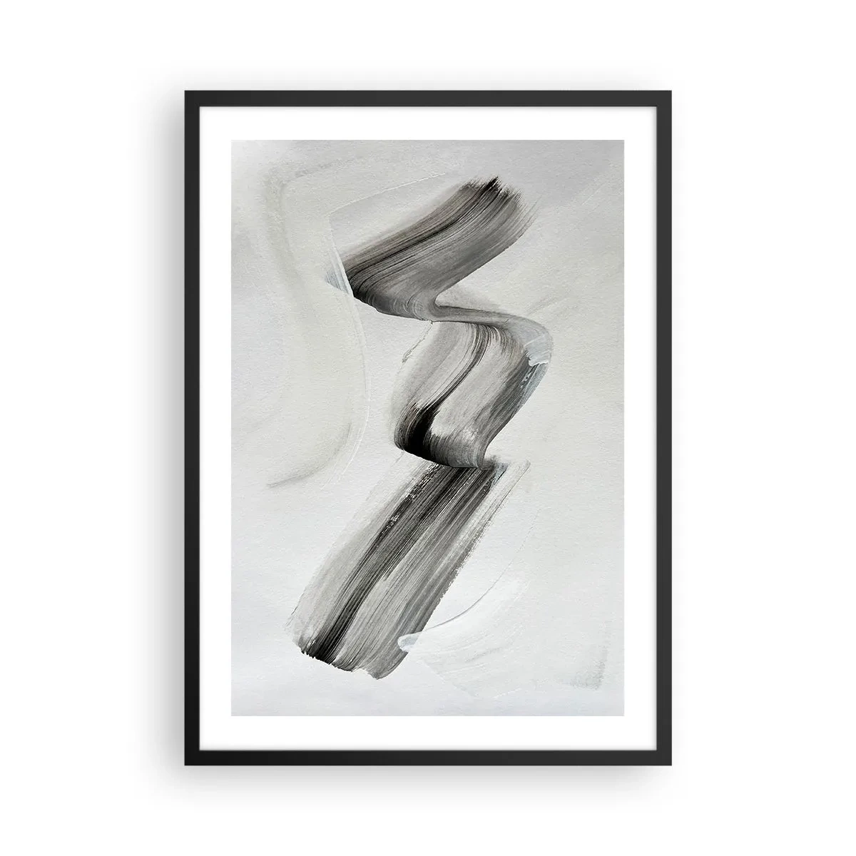 Plagát v čiernom ráme - Minimalistický čiernobiely štetec - 50x70cm - Len tak pre radosť - Moderná nástenná dekorácia do obývacej izby a spálne ARTTOR