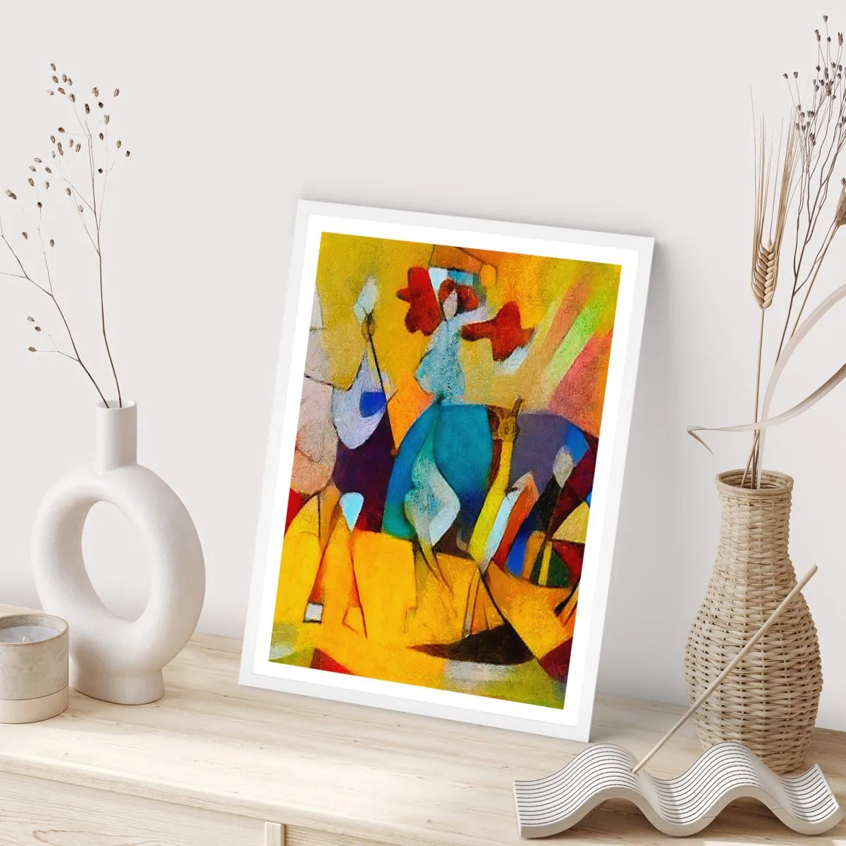 Plagát v bielom ráme - Slnko - život - radosť - 30x40 cm