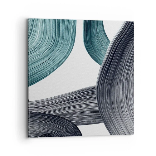 Obraz na plátne - Smaragdové a čierne vlny - 70x70 cm