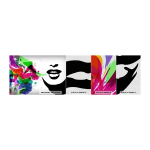 Vzorka fototapety Premium Sand - Rozprávanie vo farbách dúhy - Abstrakcia, Ústa, Farebná grafika - 100x30 cm