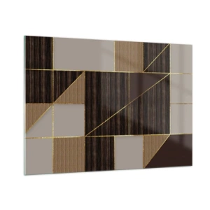 Obraz na skle - Mozaika hnedej a zlatej - 100x70 cm