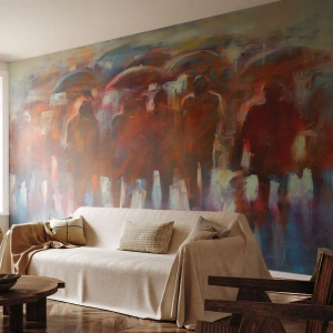 Fototapeta Premium Canvas - Rovnocenní v daždi a hmle - Ľudia, Rušné mesto, Kus - 350x256 cm