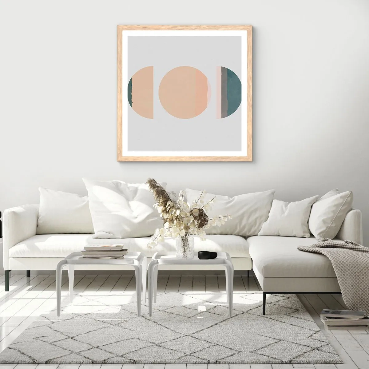 Plagát v ráme zo svetlého duba - Kruh za kruhom - 50x50 cm