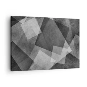 Obraz na plátne - Čiernobiela abstrakcia s geometrickými tvarmi - 70x50cm - Odveký symbol trvalosti a poriadku - Moderná nástenná dekorácia do obývacej izby a spálne ARTTOR