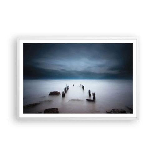 Plagát v bielom ráme - Zamyslené jazero - 91x61 cm