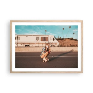 Plagát v ráme zo svetlého duba - Usmejte sa! - 70x50 cm