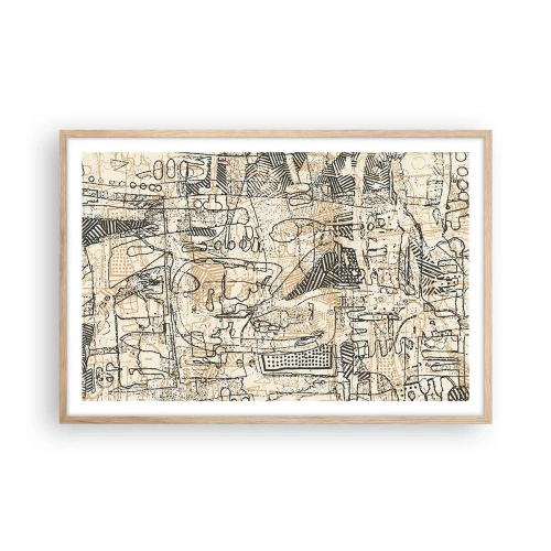 Plagát v ráme zo svetlého duba - Čaká na rozlúštenie - 91x61 cm