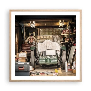 Plagát v ráme zo svetlého duba - Späť do minulosti - 60x60 cm