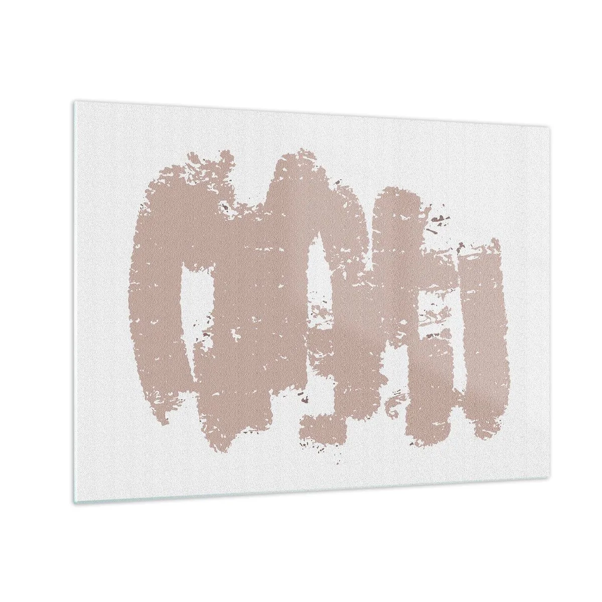 Obraz na skle - Ružové ťahy farby na bielom pozadí - 70x50cm - Abstrakcia v jemnej ružovej - Moderná nástenná dekorácia do obývacej izby a spálne ARTTOR