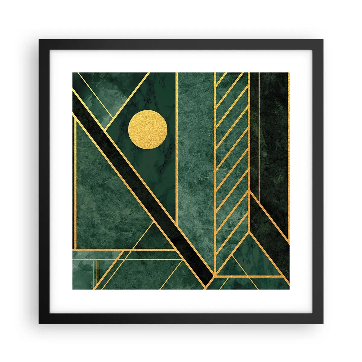 Plagát v čiernom ráme - Dynamika zlata a lazuritu - 40x40 cm