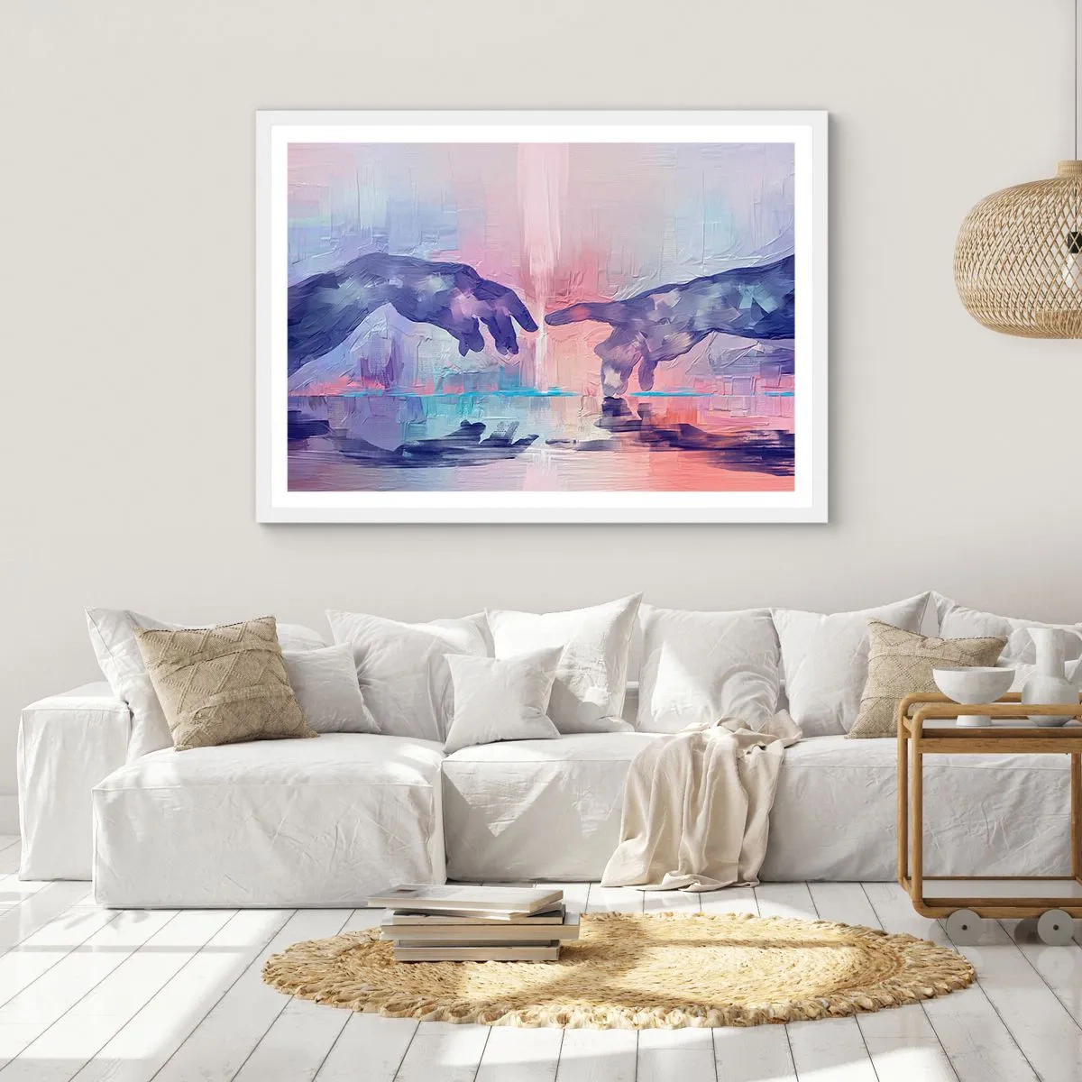 Plagát v bielom ráme - Božská iskra života - 100x70 cm