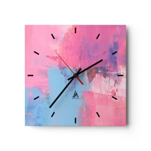 Nástenné hodiny - Ružová, modrá a štipka svetla - 30x30 cm