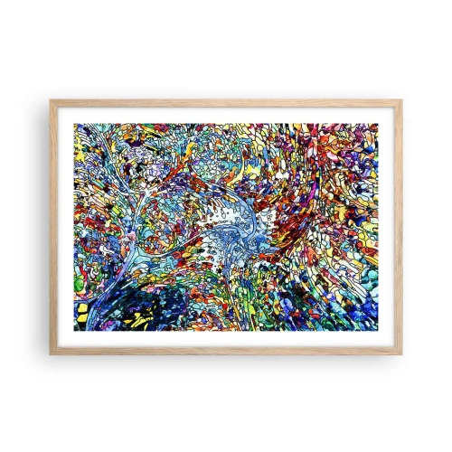 Plagát v ráme zo svetlého duba - Vitráž s kvapkami - 70x50 cm