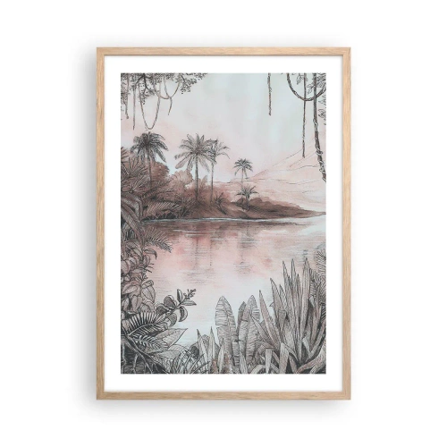 Plagát v ráme zo svetlého duba - Denník cestovateľa z 19. storočia - 50x70 cm