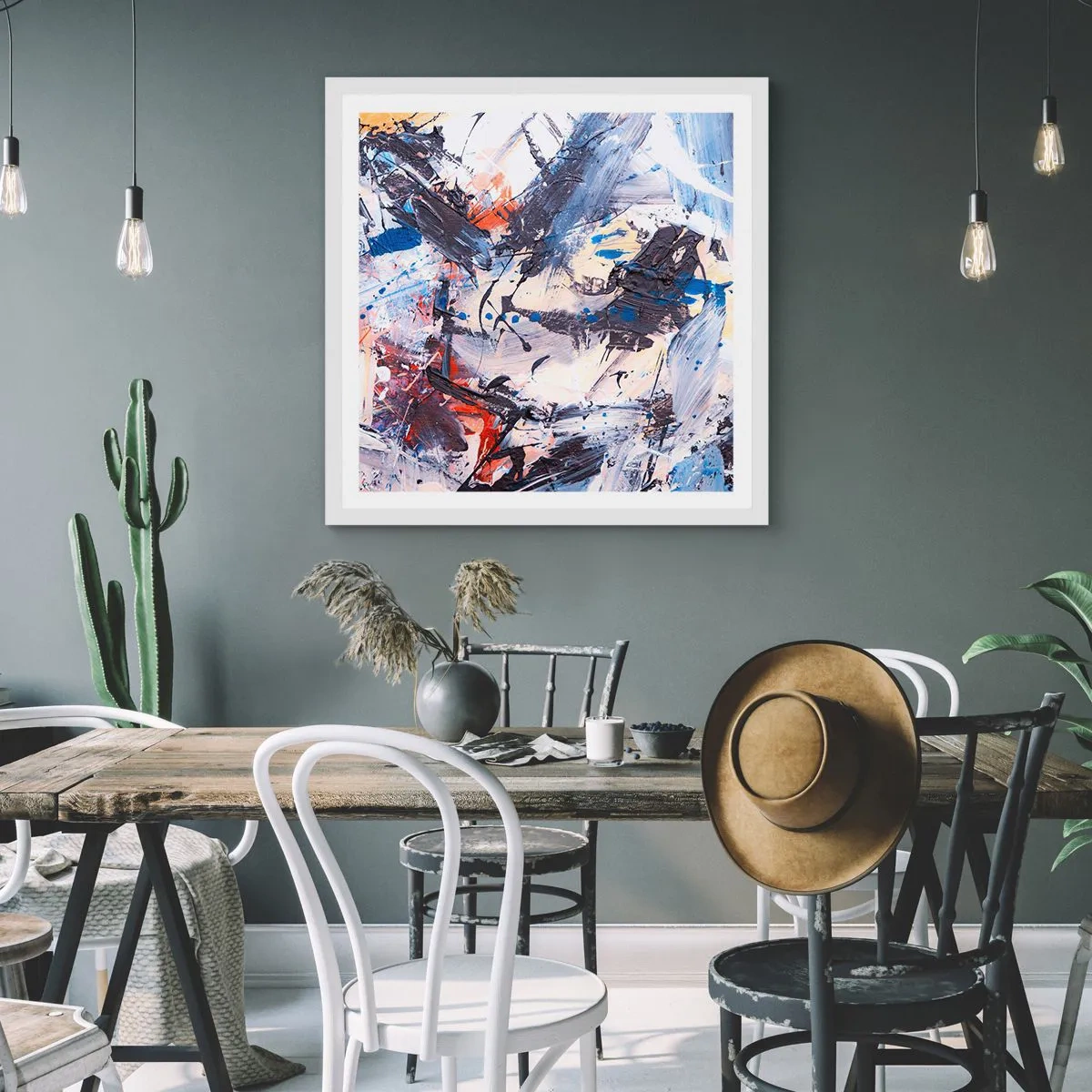 Plagát v bielom ráme - Bláznivý tanec abstrakcie - 30x30 cm