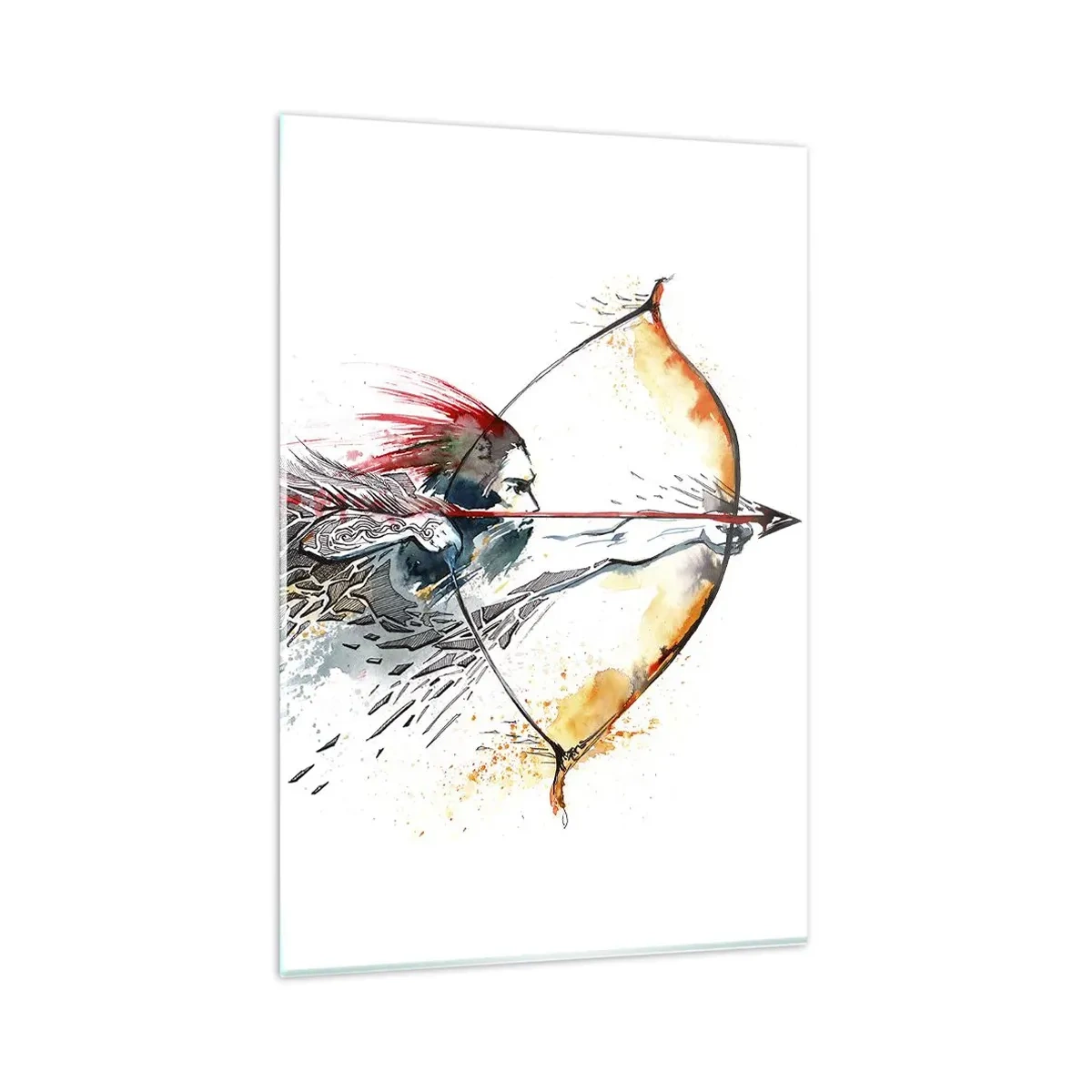 Obraz na skle - Mýtický bojovník s ohnivým lukom - 80x120 cm