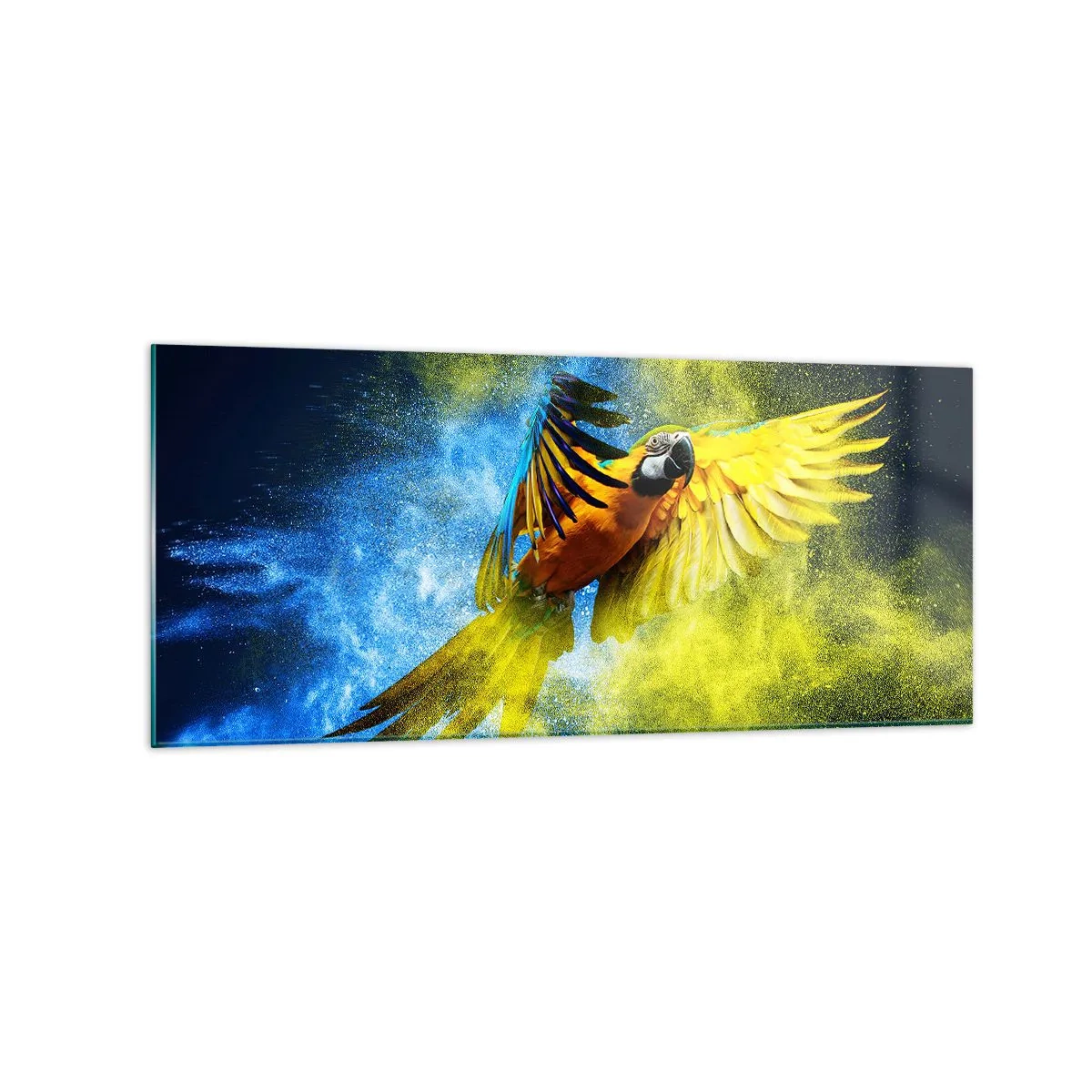 Obraz na skle - V modro-zlatom prachu - 120x50 cm