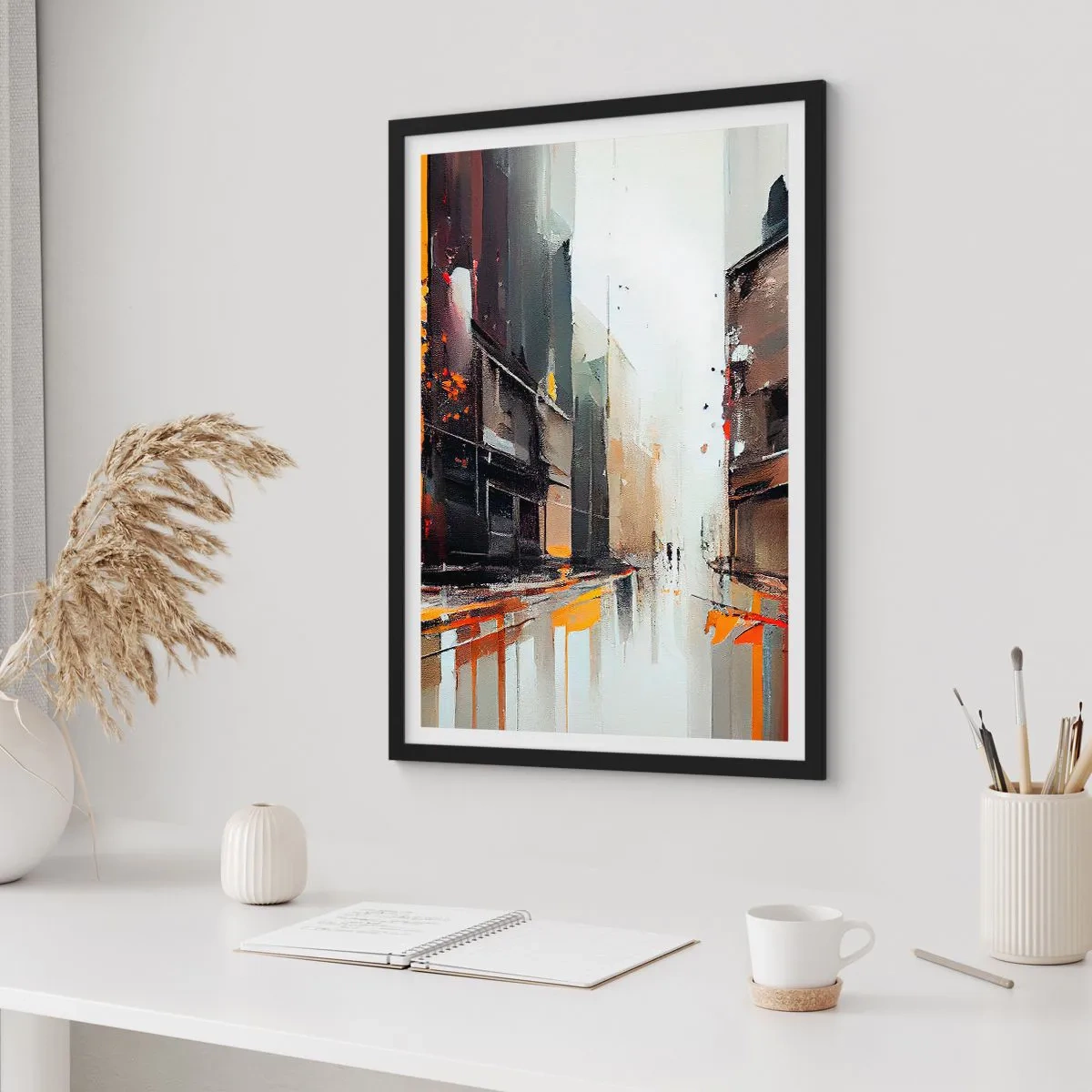 Plagát v čiernom ráme - Daždivý deň - 61x91 cm