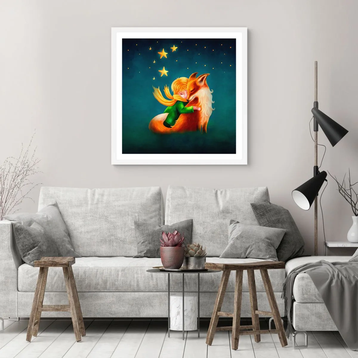 Plagát v bielom ráme - Malý princ - 60x60 cm
