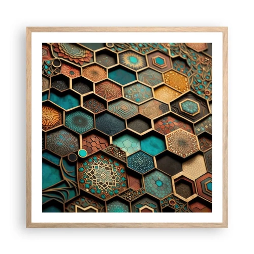 Plagát v ráme zo svetlého duba - Arabské ornamenty – variácia - 60x60 cm
