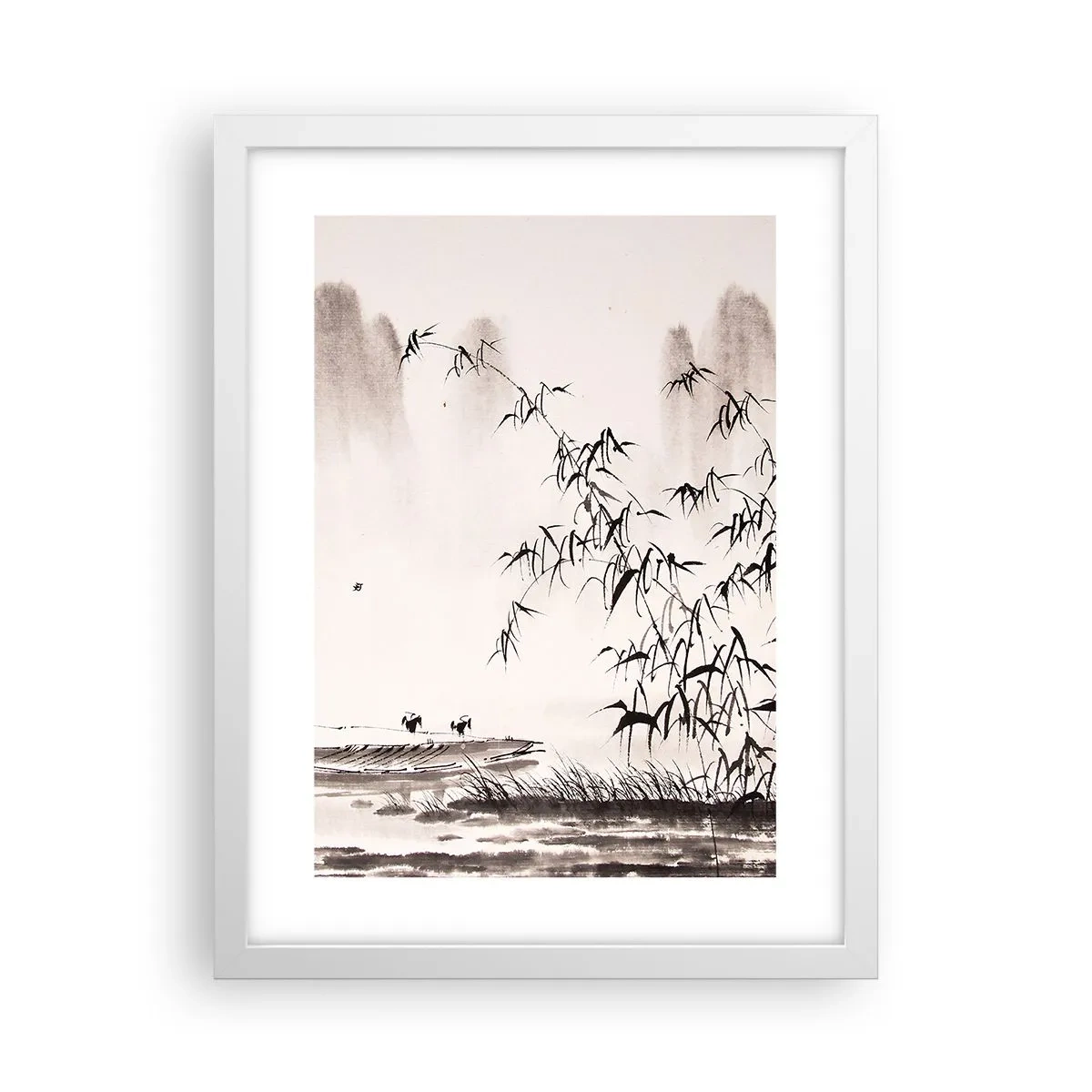 Plagát v bielom ráme - Pokoj ryžových polí - 30x40 cm