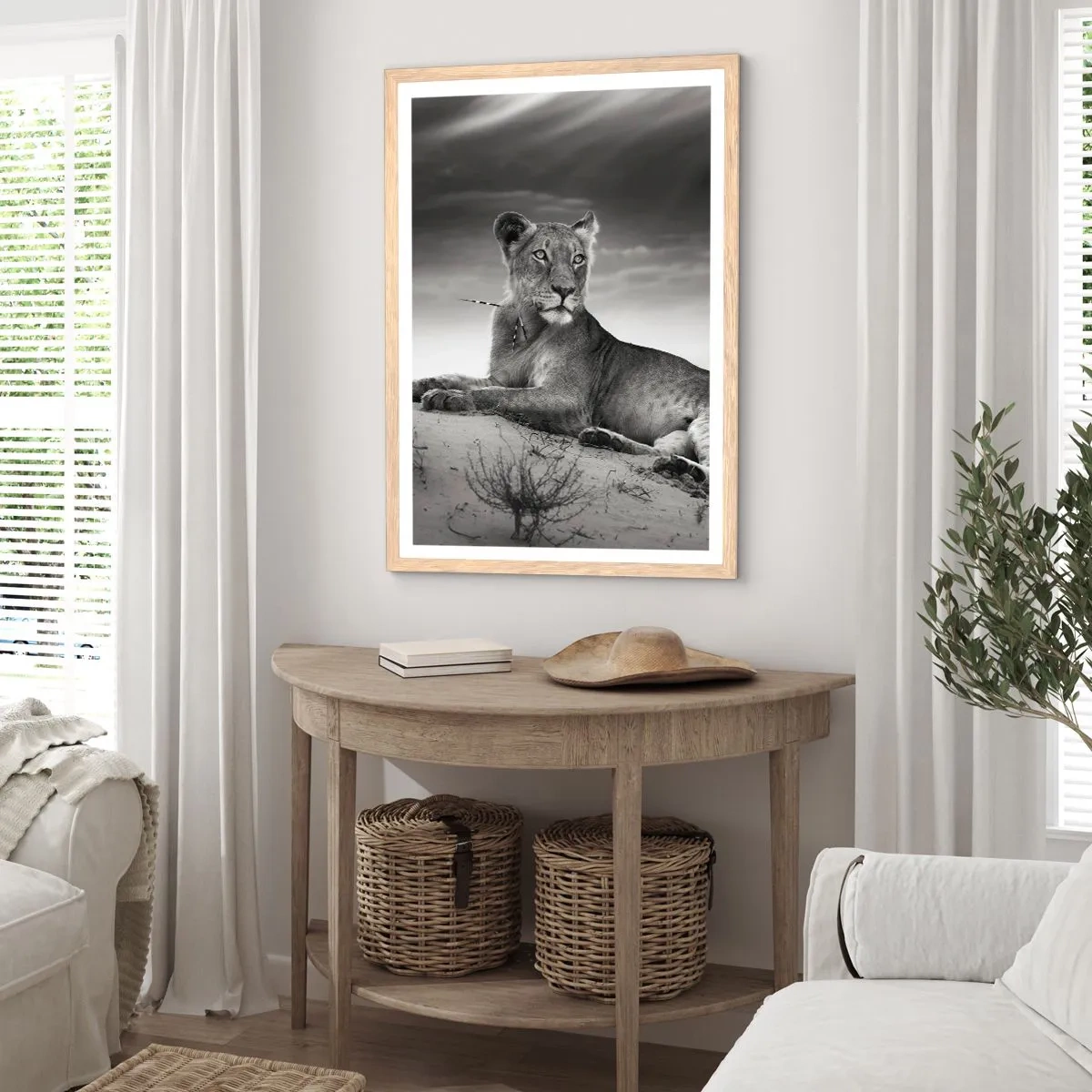 Plagát v ráme zo svetlého duba - Odpočinok kráľovnej púšte - 61x91 cm