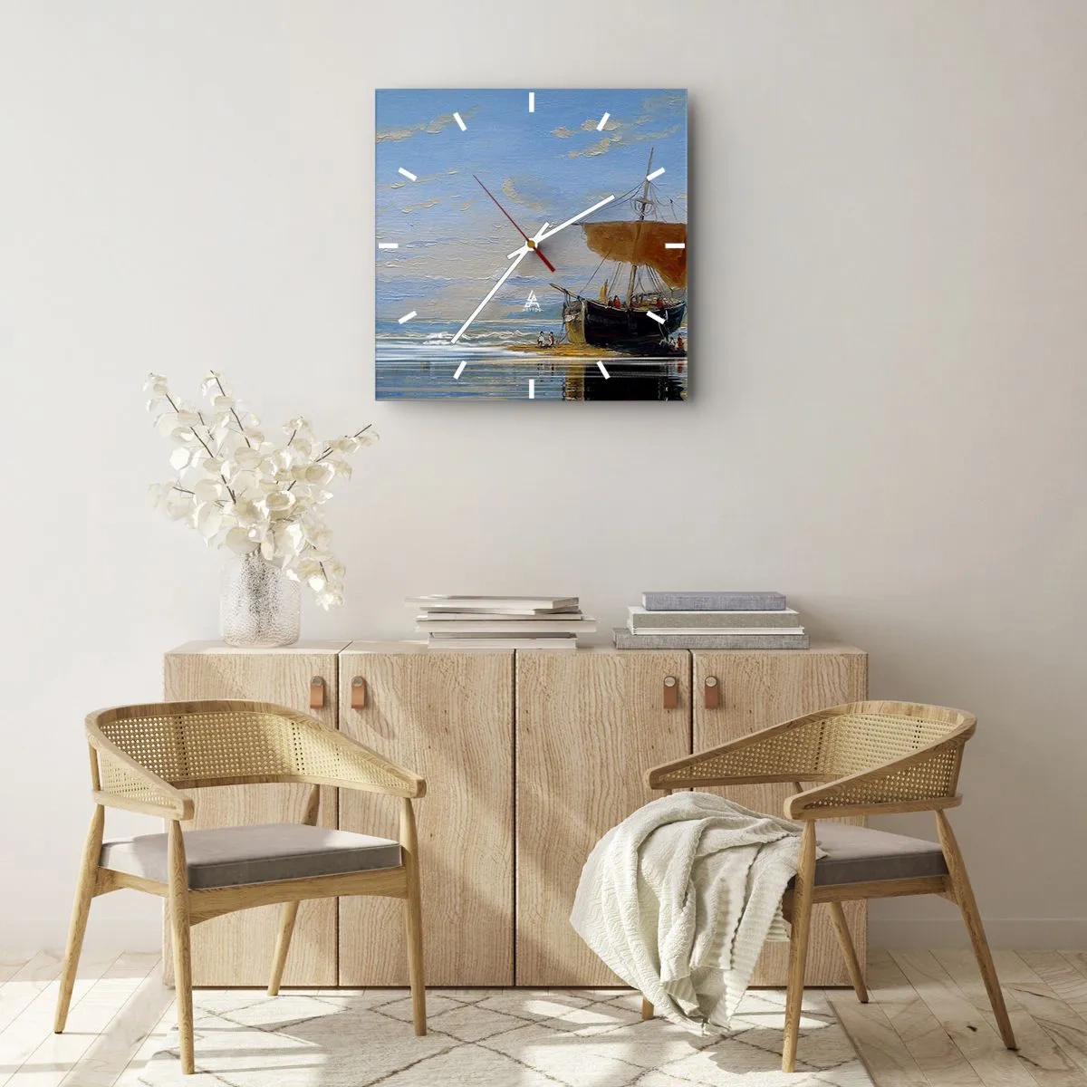 Nástenné hodiny - Voda, zem, vzduch - 30x30 cm