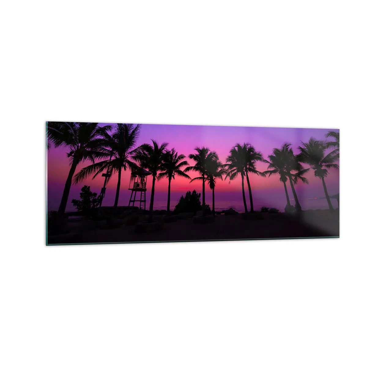 Obraz na skle - Večer pod palmami - 140x50 cm