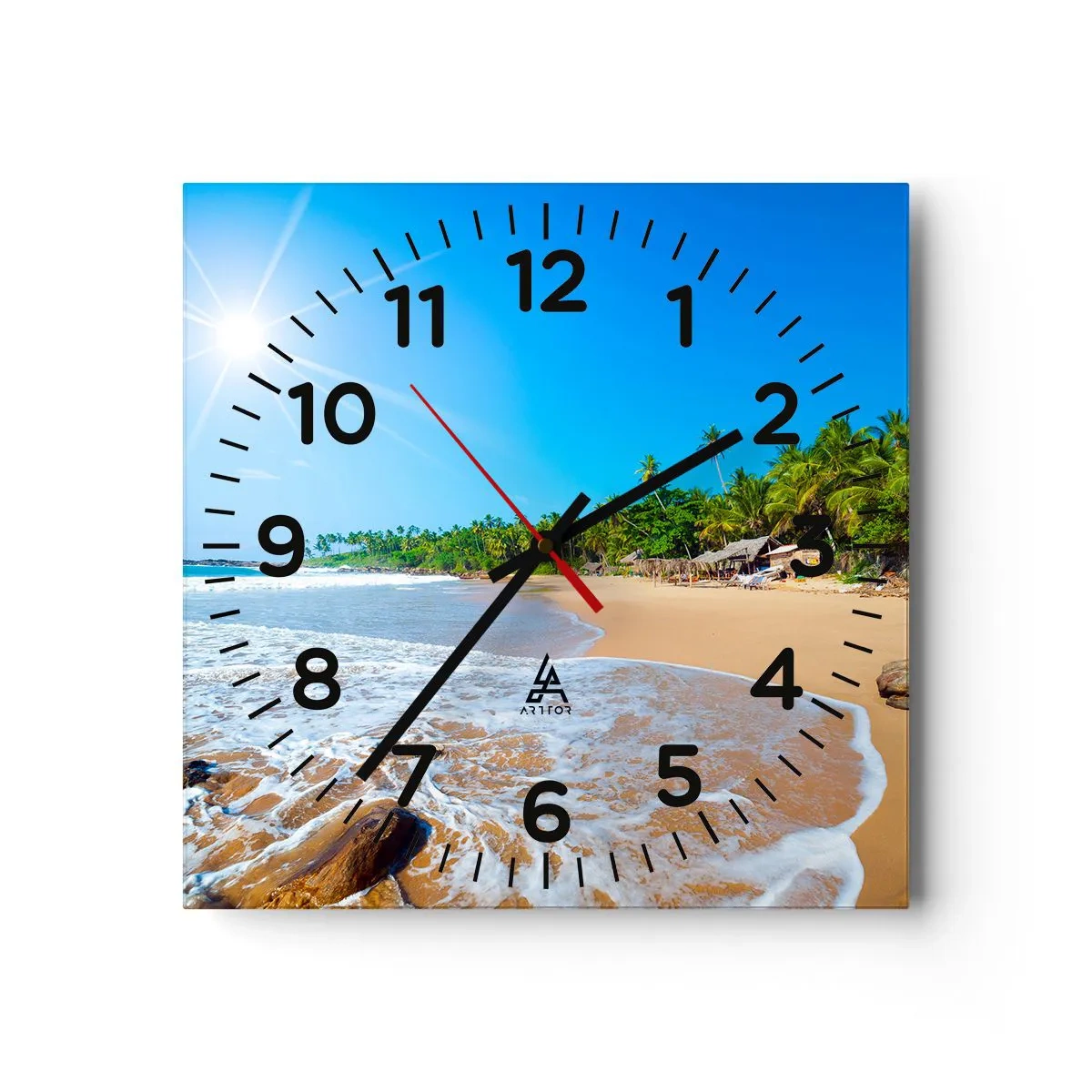 Nástenné hodiny - Exotické miesto pre teba - 40x40 cm