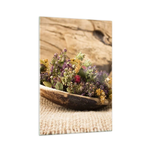 Obraz na skle - Farebné kvety a voňavé bylinky - 70x100 cm