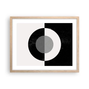 Plagát v ráme zo svetlého duba - Harmónia v čiernej a bielej - 50x40 cm