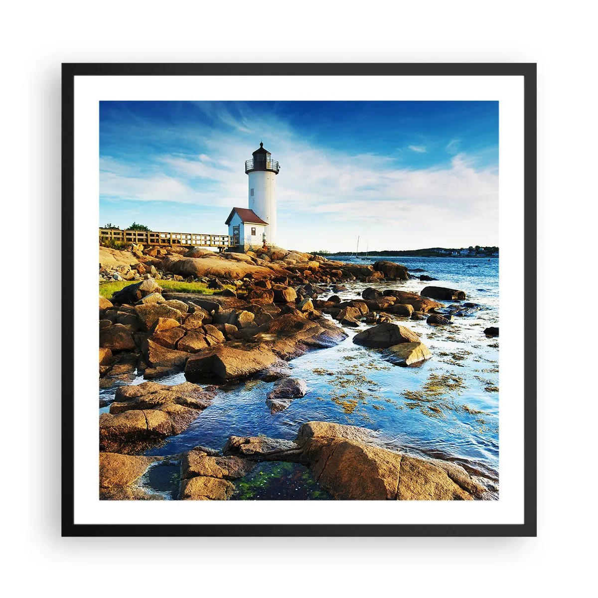 Plagát v čiernom ráme - Vráťte sa šťastne, čakám - 60x60 cm