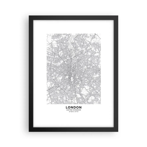 Plagát v čiernom ráme - Mapa londýnskeho labyrintu - 30x40 cm