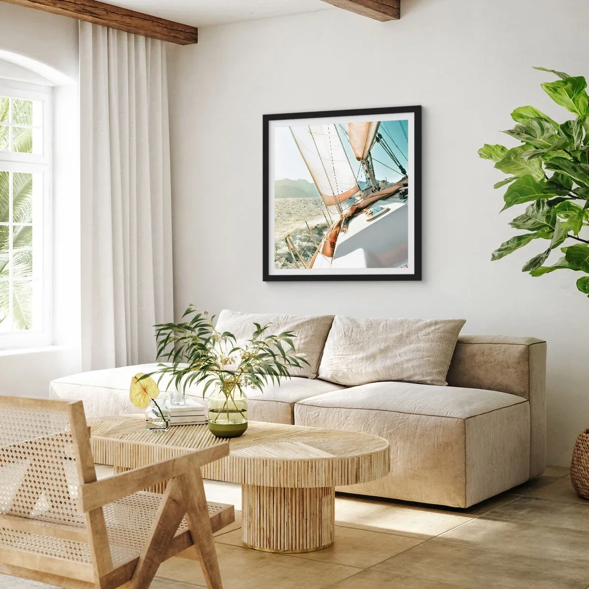 Plagát v čiernom ráme - Pod plnými plachtami - 50x50 cm